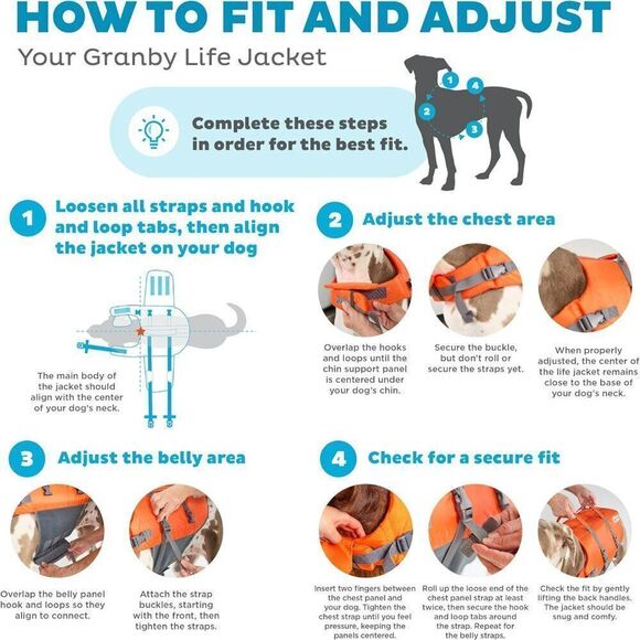 Outward Hound Granby Splash Orange Dog Life Jacket, Medium NWOT - Picture 9 of 10